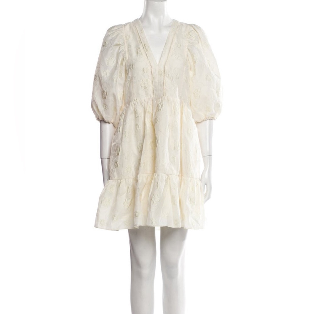 Hunter Bell cream puffy sleeve dress Small